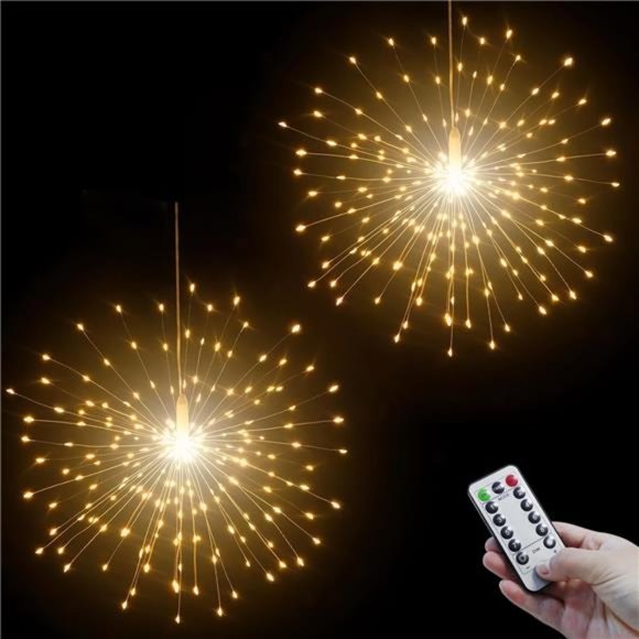 2 Pack 400LED Firework Lights Battery Operated Chandelier with Remote